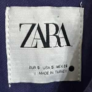 Zara Womens Blue Workwear Shop Coat Utility Longline Jacket Size Small‎ Indigo thumbnail 6