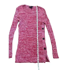 Ann Taylor Red Pink Marled Ribbed‎ Side Button Sweater sz M thumbnail 7