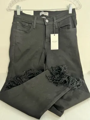 Judy Blue Frayed Hem Straight Crop Black Jeans thumbnail 2