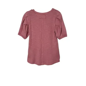 Free People Rose Pink Ribbed Scoop Neck‎ Puffed Short Sleeve Top L thumbnail 8