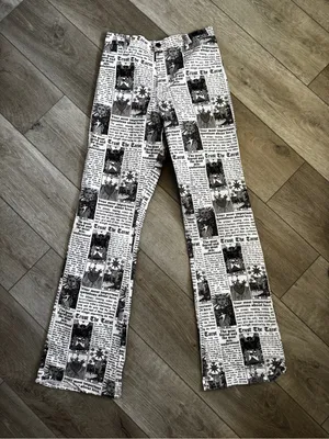 Motel Rocks Black & White Tarot-Print Flared Pants thumbnail 1