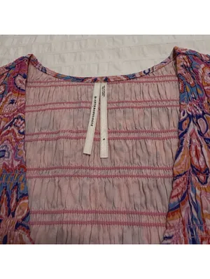 Anthropologie Peregrine Boho Floral Paisley Mini Dress S Small Pink Multi Color thumbnail 7