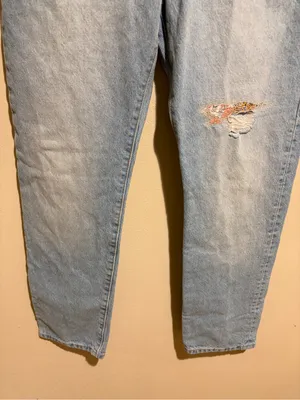 Levi’s 501 Anniversary Straight Leg Light Wash Floral Patchwork Denim Jeans 27 thumbnail 8