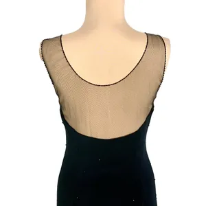 Jovani Sheer Illusion Lace Evening Gown Black Beaded Maxi 8 Formal Prom Black Tie thumbnail 7