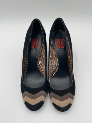 Missoni x Target Black & Brown Barkwood Zig Zag Suede Heeled Pumps Shoes Sz 8 thumbnail 6