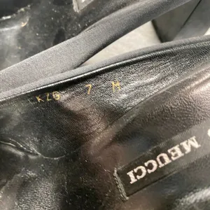 Vintage Sesto Meucci Black Satin‎ Beaded Embellished Mule Heels Sz 7 M Old Money thumbnail 6
