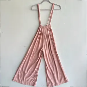 NEW Mazik Wide Leg Linen Jumpsuit Boho Pink MEDIUM Suspender Overalls Tassels thumbnail 3