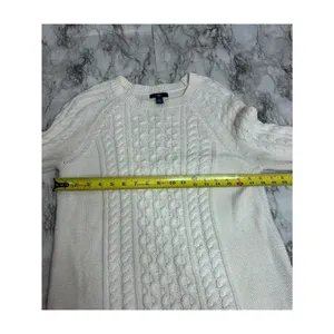 GAP Women's Ivory White Thick Cable Knit Crewneck Sweater size medium thumbnail 5
