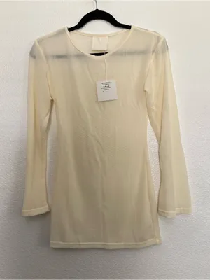 NWT Divino Seas Sheer Long Sleeve Swim Coverup Mini Dress Small thumbnail 1
