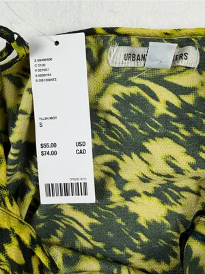 Urban Outfitters Floral‎ Slip Dress Yellow Black Ruffle Hem Small NWT thumbnail 6