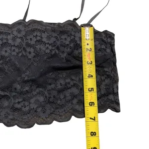 Black Floral Lace Bandeau Bralette Size Small Adjustable Straps Stretch Boho Lay thumbnail 9
