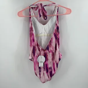 PQ Swim Pilyq Avery Swimsuit Size Small NWT Pink Tie Dye One Piece Swim Ribbed thumbnail 5
