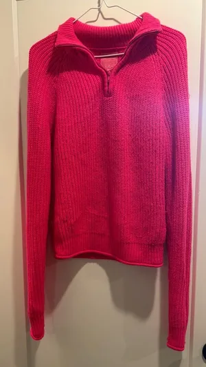 Love‎ For Humanity Bright Pink Half Zip Knit Sweater Size M thumbnail 1