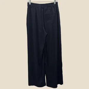 Maeve Avery Wide-Leg Pleated Trousers Navy Linen‎ Blend Small NEW Minimalist thumbnail 4