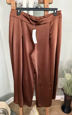 Wynn Collections NWT size XL brown silky dress pants thumbnail 1