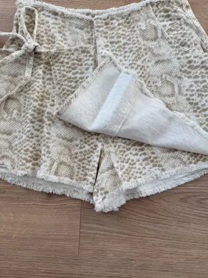 Le Lis Frayed Snake Print Denim Wrap Skort thumbnail 6