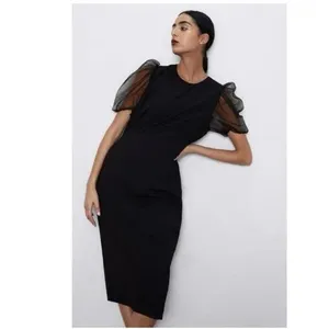 Zara‎ puffy Sleeves Black Dress thumbnail 5