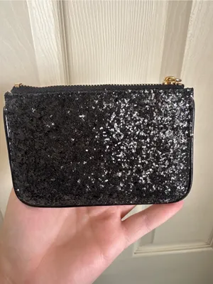 Kate Spade Black Glitter Keychain Coin Pouch Wallet thumbnail 2