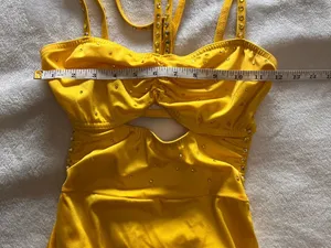 KELLE Sunshine 2 Piece Stoned Dance Costume Bright Yellow Adult Sz S EUC thumbnail 7