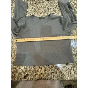 Nuuds 2 Pc Loungewear Set Cropped Top Long Sleeve Pant Green Gray Size Large thumbnail 11