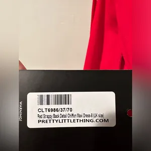 PrettyLittleThing red strappy back chiffon maxi dress size 4 NWT thumbnail 9