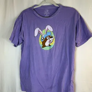 Buc-ee's T-Shirt Mens Size M Purple Easter Bunny Beaver Graphic Crewneck thumbnail 1
