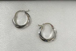Twisted Silver Hoop Earrings for Women thumbnail 3