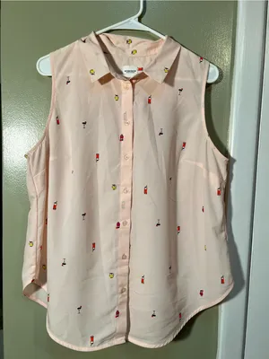 Workshop‎ Republic Women's Size Large Sleeveless Button Down Shirt Pink Cocktail thumbnail 3