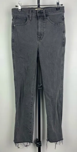 Madewell Washed Gray Stovepipe Raw Hem Cropped‎ Jeans thumbnail 1