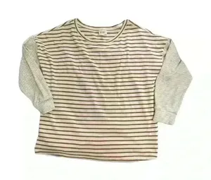 Bibi Womens Sweatshirt cream with brown stripes Size L Soft Stretch ss6 thumbnail 1