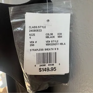 David’s Bridal NWT Jules and Cleo Crepe Black Strapless Evening Gown Embellished thumbnail 6