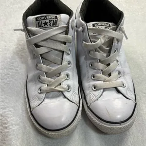 Converse White Canvas Sneakers with Rubber Sole thumbnail 1