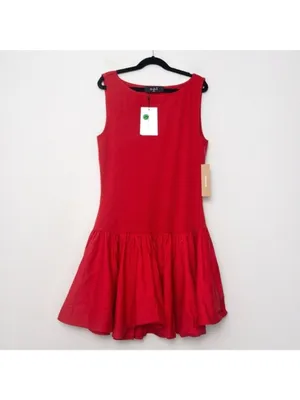 NWT o.p.t Helene Mini Dress XS Red Sleeveless Combination Puff Flared Bubble thumbnail 6