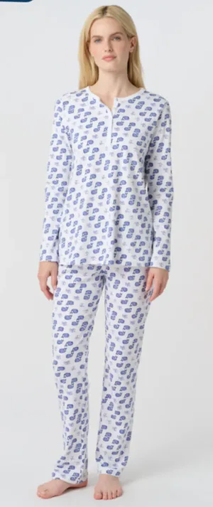 Roller Rabbit Moby Blue Whale Pajama Set size Adult XS thumbnail 1