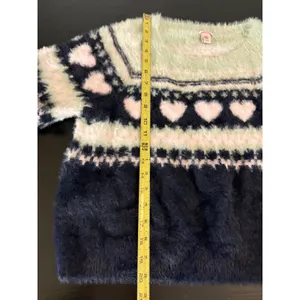 Victorias‎ Secret Heart Fair Isle Eyelash Knit Sweater Mint Navy Pink Medium thumbnail 4