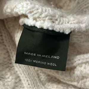 Aran Sweater Market Women’s Sz S Cream Merino Wool Cowl Neck Cable Knit Sweater thumbnail 5