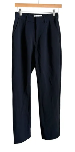Abercrombie & Fitch High Rise Straight Leg Trousers Black Pull-On Dress Pants XS thumbnail 1