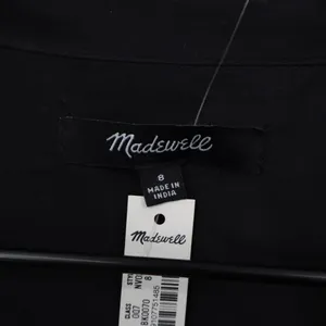 Madewell Seamed Mini Shirt Dress Womens 8 Black Cotton Long Sleeve Spread Collar thumbnail 3