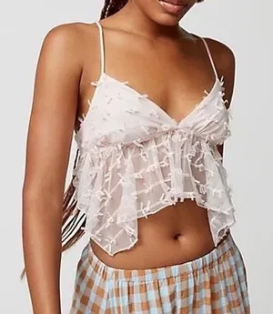 Urban Outfitters Womens‎ Tabatha Lace 3D Bow Coquette Babydoll Cami Pink Size XS thumbnail 1