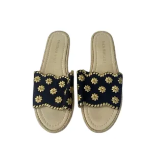 Jack Rogers Palmer Slide Espadrille Sandals Midnight Gold Linen Womens Size 9 M thumbnail 2