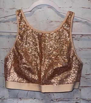 NWT Aerie L Sequin bra Crop Top in Rose Gold festival adjustable straps lined thumbnail 1