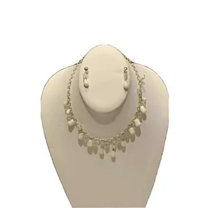 New Silver Tone White Teardrop Necklace and Earrings‎ Jewelry Set 19.5" Jewellry thumbnail 2