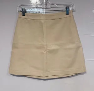 NWT BB Dakota X Steve Madden Cream A-Line Faux Leather Mini Skirt thumbnail 1
