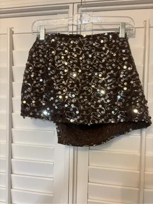 Emerson Lang Brown Sequin Skort Size Small Black thumbnail 2