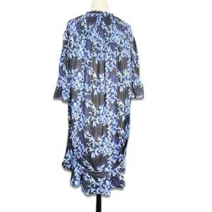 French Connection Blue Floral Smocked Keyhole Front Boho‎ Mini Dress Size Small thumbnail 11