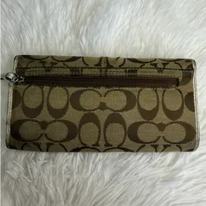 COACH Brown White Signature Canvas Wallet thumbnail 2
