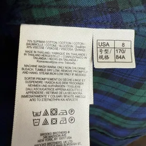 BROOKS BROTHERS Women's 8 Tartan Navy Plaid Long Sleeve Button Top Ruffle Neck thumbnail 11