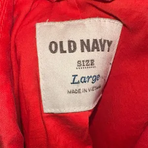 Old Navy bright red lightweight peacoat L minimalist trench coat thumbnail 4