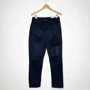 American Eagle Mom Jeans Black Distressed Denim Size 10 / 29 Long NWT thumbnail 2