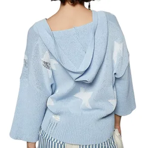 POL Light Blue Star Hoodie Sweater thumbnail 3
